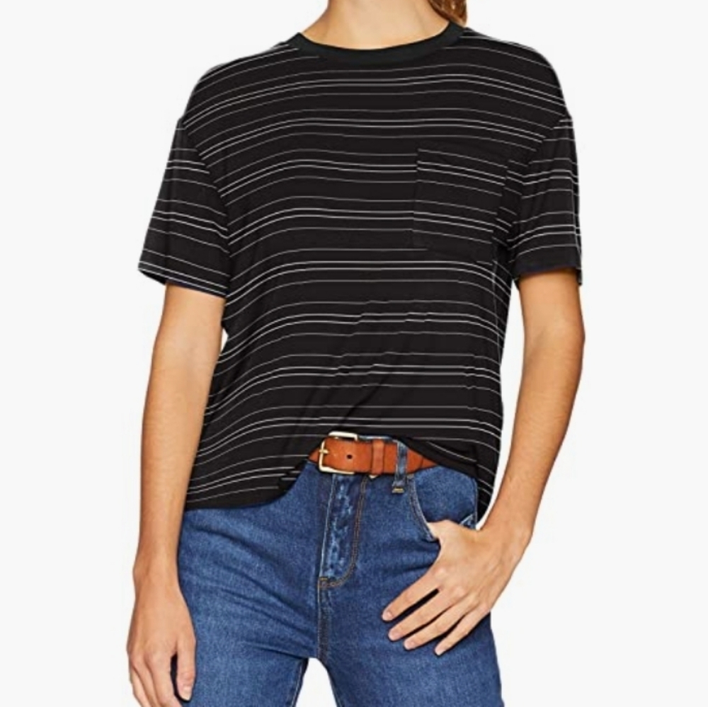 3 FOR $10 Oversized Striped Pocket T-Shirt